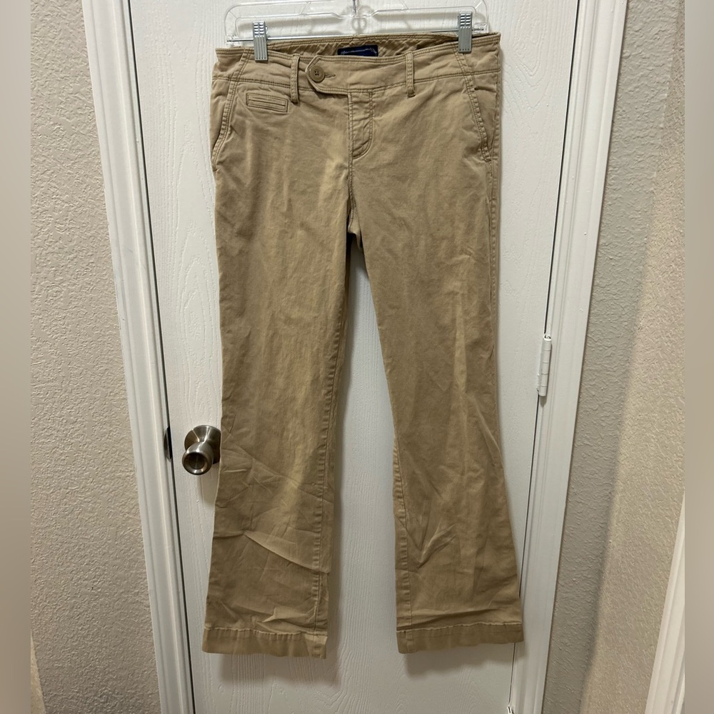 Vintage y2k American Eagle Outfitters pants Sz 8 Tan Low Rise Flare Stretch Y2K